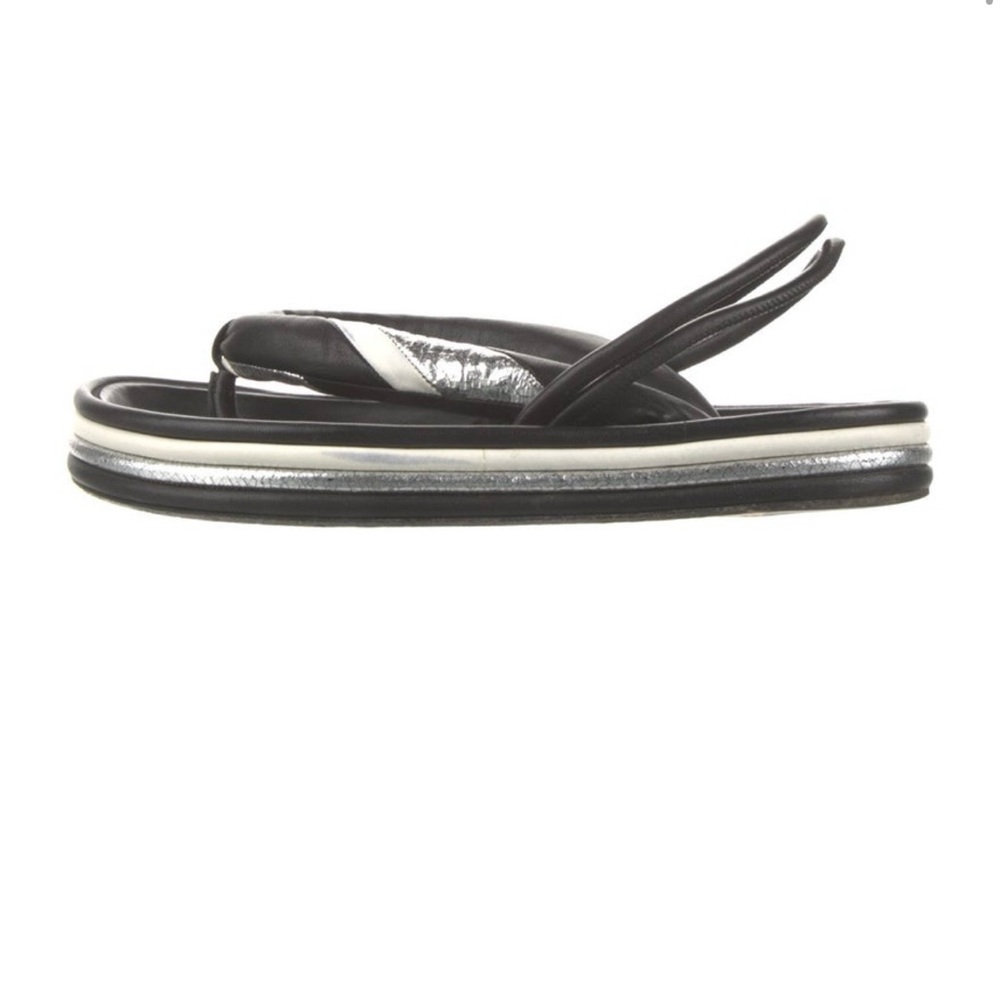 Isabel Marant Black Leather Thong Sandals | Size 9 | Designer Minimal Slide - Picture 1 of 4